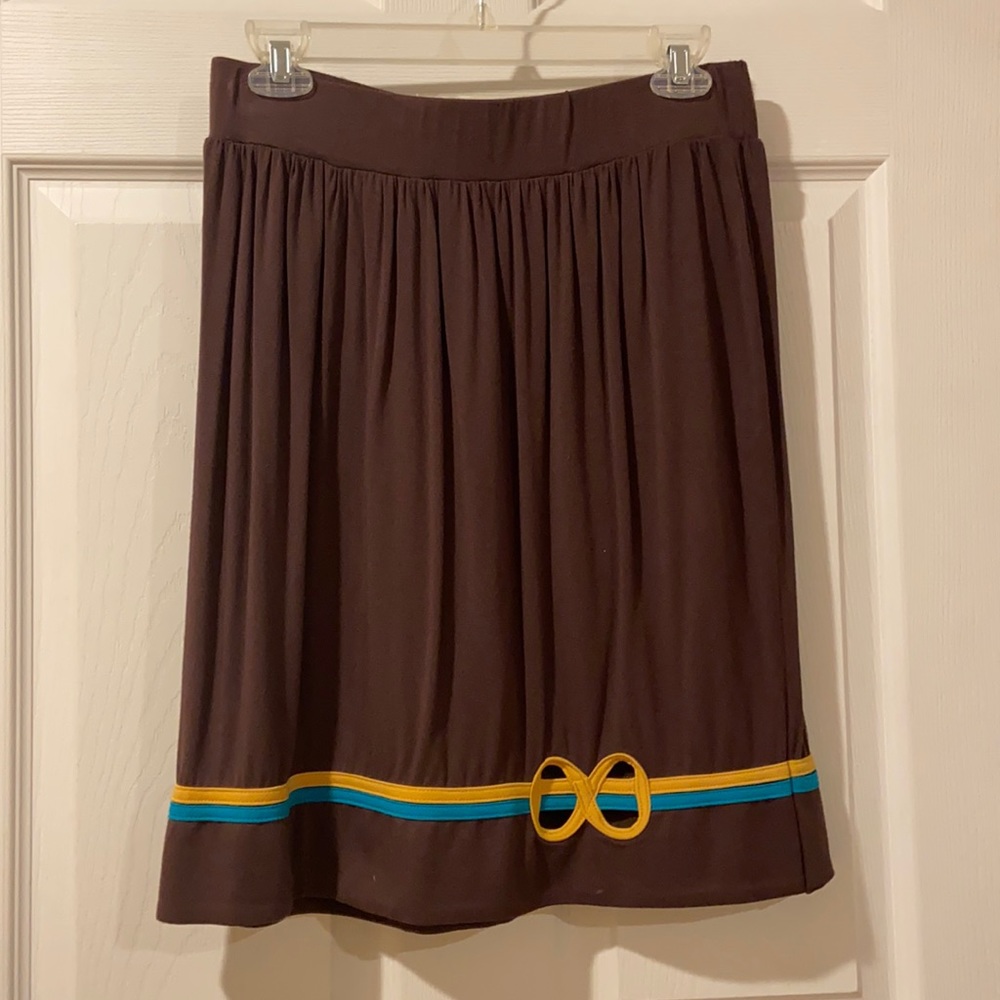 Love Moschino Flowy Brown Skirt with Cutout Detail
